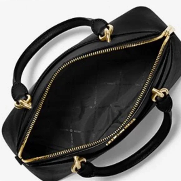 Michael Kors Jet Set Travel Medium Saffiano Leather Dome Satchel Black - Picture 7 of 16